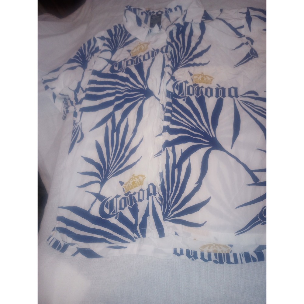 Corona Beer Mens Multi Color Button Down‎ Shirt XL Palm Leaves